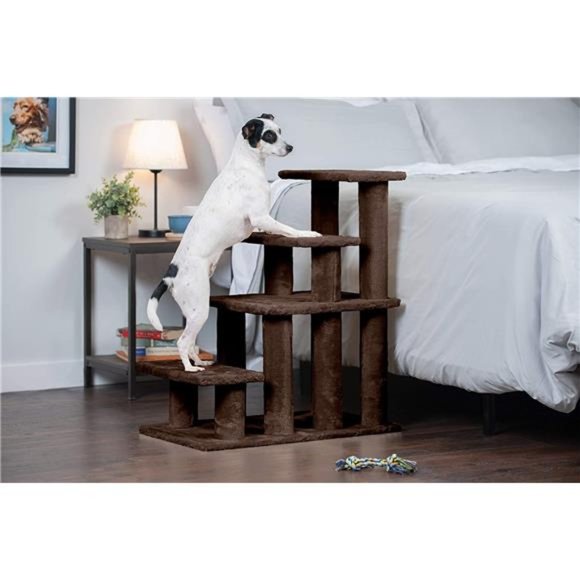 Steady Paws Multi-Step Pet Stairs for High Beds & Sofas - Brown, 4-Step - Picture 3 of 3